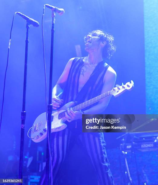 Tyson Ritter of The All-American Rejects performs at Nashville Municipal Auditorium on August 25, 2023 in Nashville, Tennessee.