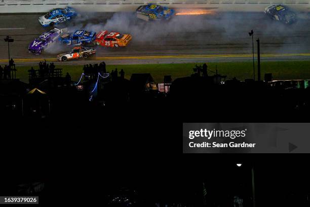 John Hunter Nemechek, driver of the Yahoo Toyota, Josh Berry, driver of the Bass Pro Shops/TRACKER Boats Chevrolet, Jeremy Clements, driver of the...