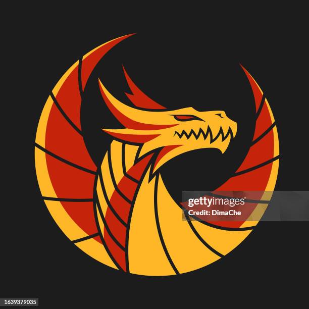 dragon symbol - cut out vector icon - dragon symbols stock illustrations