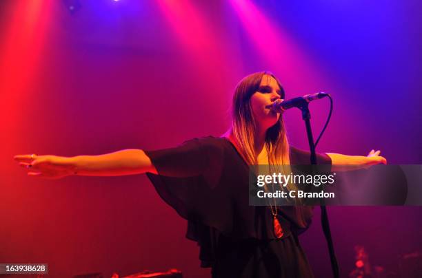 Beck Wood of Coves performs on stage at O2 Shepherd's Bush Empire on March 17, 2013 in London, England.