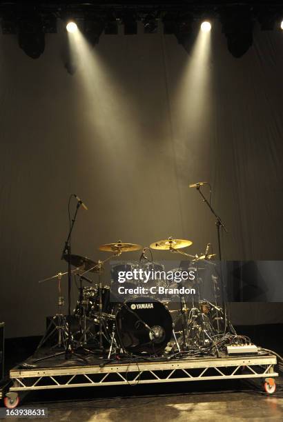 Yamaha Drum Kit on stage at O2 Shepherd's Bush Empire on March 17, 2013 in London, England.