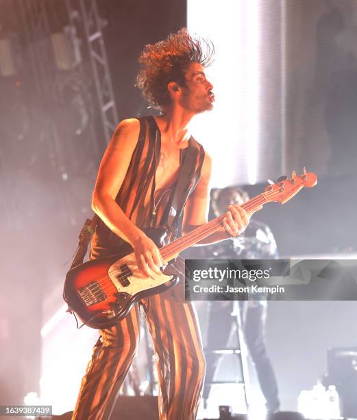 Tyson Ritter of The All-American Rejects performs at Nashville Municipal Auditorium on August 25, 2023 in Nashville, Tennessee.
