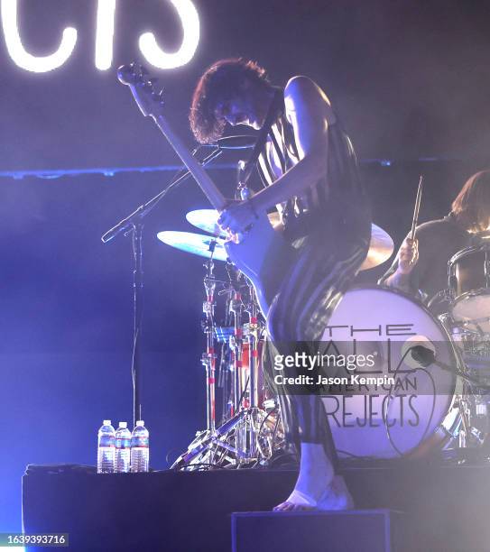 Tyson Ritter of The All-American Rejects performs at Nashville Municipal Auditorium on August 25, 2023 in Nashville, Tennessee.