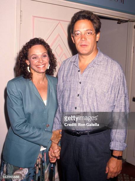 Actress Valerie Harper and actor Raul Julia attend the Press Conference to Announce the Children's Candlelight Vigils on August 2, 1990 at the...