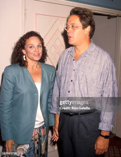 Actress Valerie Harper and actor Raul Julia attend the Press Conference to Announce the Children's Candlelight Vigils on August 2, 1990 at the...