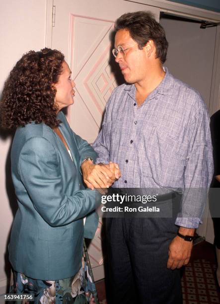 Actress Valerie Harper and actor Raul Julia attend the Press Conference to Announce the Children's Candlelight Vigils on August 2, 1990 at the...