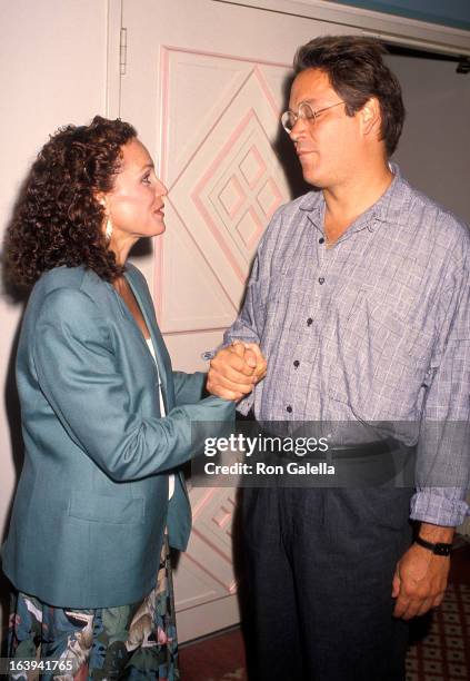 Actress Valerie Harper and actor Raul Julia attend the Press Conference to Announce the Children's Candlelight Vigils on August 2, 1990 at the...