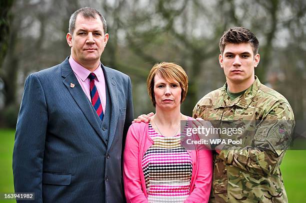 Father and former Grenadier Guardsman Duane Ashworth, mother Kerry Ashworth and brother of James and serving soldier Coran Ashworth are are seen as...