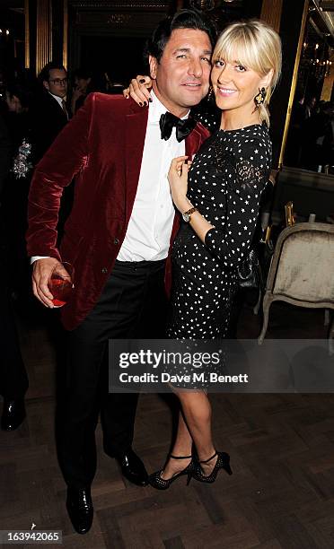 Giorgio Veroni and Lady Emily Compton attend a party celebrating Patrick Cox's 50th Birthday party at Cafe Royal on March 15, 2013 in London, England.