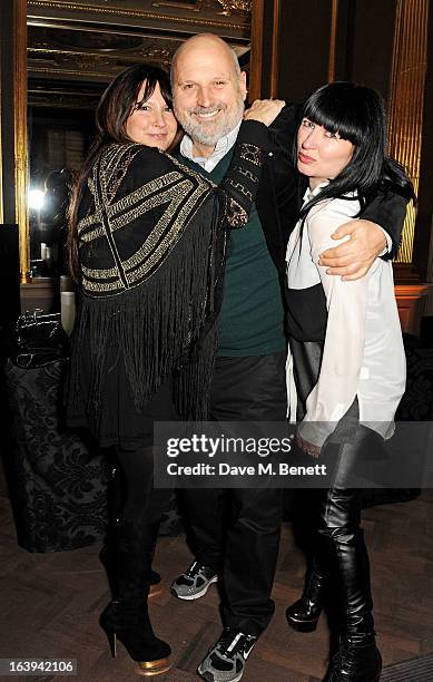 Fran Cutler, guest and Charlotte Cutler attend a party celebrating Patrick Cox's 50th Birthday party at Cafe Royal on March 15, 2013 in London,...