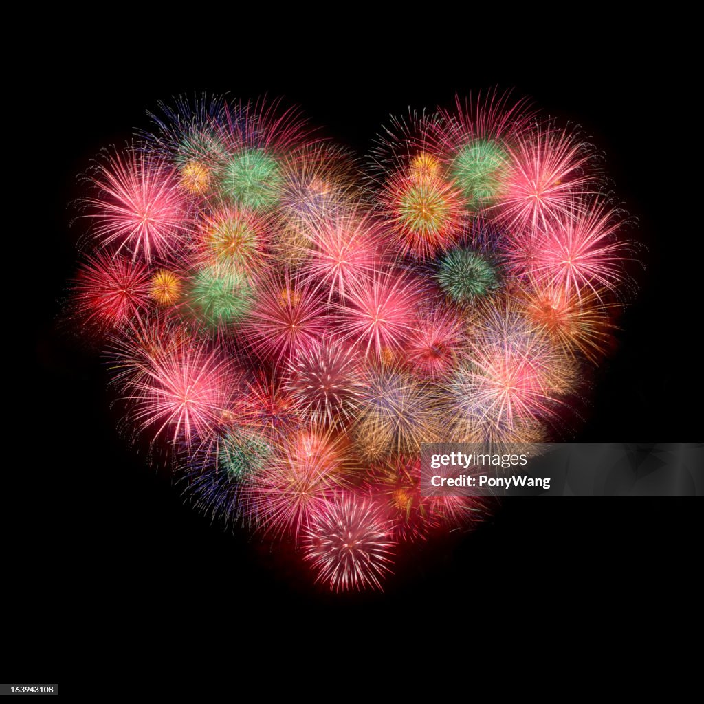 Sweet Love Herz mit bunten Feuerwerk