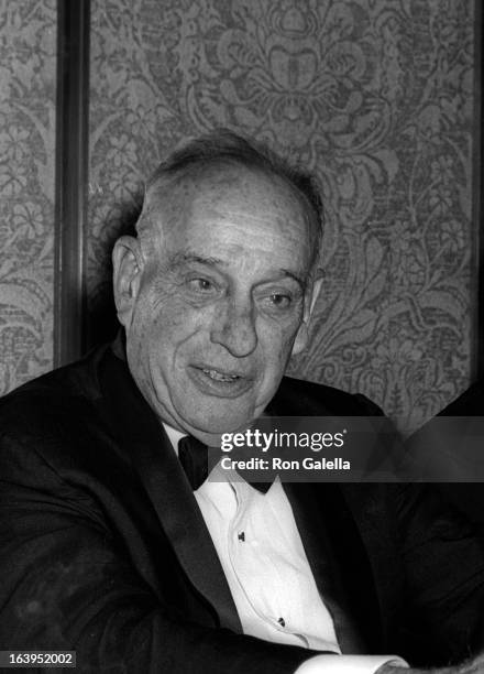 Architect Robert Moses attends Robert F. Kennedy Awards Dinner on May 11, 1969 at the Americana Hotel in New York City.