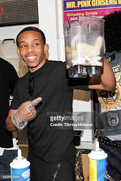Prodigy of Mindless Behavior launches their signature milkshake at Millions of Milkshakes on March 16, 2013 in West Hollywood, California.