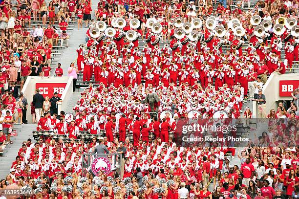 General view of Alabama's Million Dollar Band and fans during a game between the Western Kentucky Hilltoppers and the Alabama Crimson Tide at...