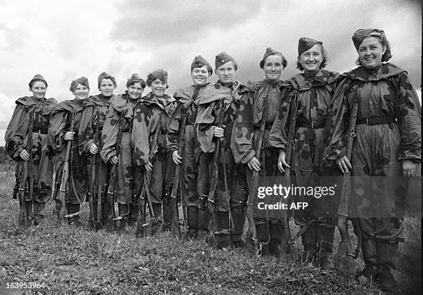 The Red Army Soviet female snipers gathered before leaving to the front in 1943. AFP PHOTO/RIA Novosti