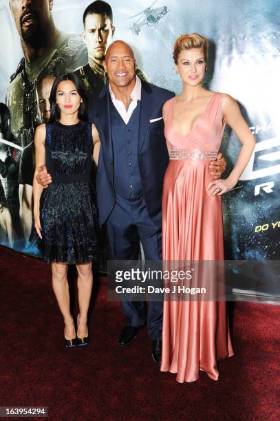Elodie Yung, Dwayne Johnson and Adrianne Palicki attend the UK premiere of 'G.I. Joe: Retaliation' at The Empire Leicester Square on March 18, 2013...