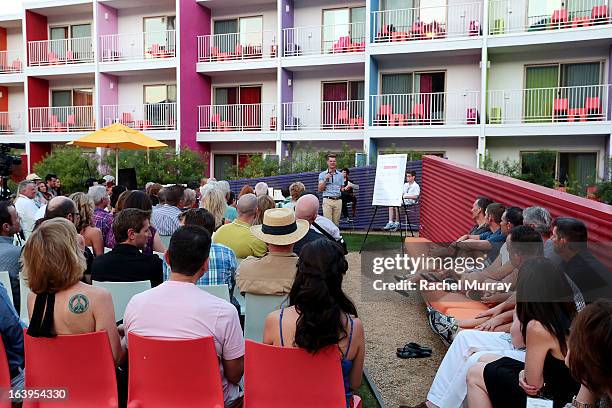 General view of guests during the Anti Bullying Discussion at Bash To Banish Bullying Benefiting It Gets Better, a Matrix Chairs Of Change Event -...