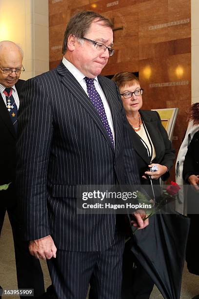 New Zealand Foreign Affairs Minister Murray McCully makes his way to lay a rose on the Tomb of the Unknown Warrior during a wreath-laying ceremony to...