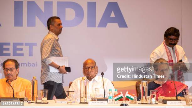 Congress President Mallikarjun Kharge and party leader Rahul Gandhi, NCP chief Sharad Pawar, Shiv Sena chief Uddhav Thackeray, Bihar CM Nitish Kumar,...