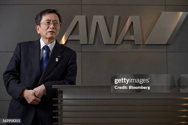 Osamu Shinobe, incoming president of All Nippon Airways Co. , poses for a photograph in Tokyo, Japan, on Tursday, March 14, 2013. ANA, Japan’s...