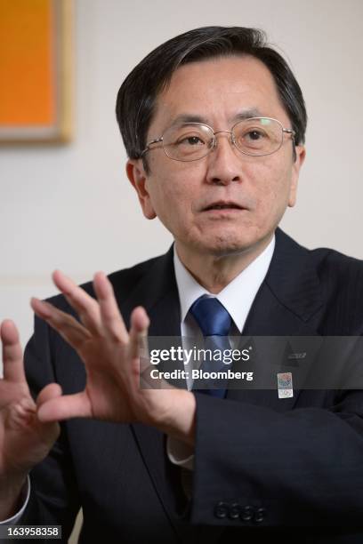 Osamu Shinobe, incoming president of All Nippon Airways Co. , speaks during an interview in Tokyo, Japan, on Tursday, March 14, 2013. ANA, Japan’s...