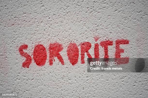 sororite, french word meaning sorority - droits de la femme photos et images de collection