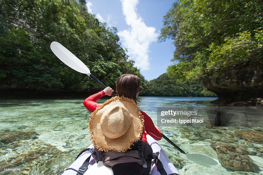 Tropical island lagoon kayaking, Palau