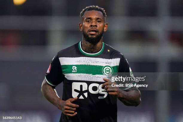Leandro Bacuna of FC Groningen looks on during the Dutch Keuken Kampioen Divisie match between TOP Oss and FC Groningen at the Frans Heesenstadion on...