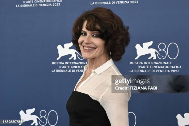 French actress Fanny Ardant poses during the photocall of the movie 'The Palace' presented out of competition at the 80th Venice Film Festival on...
