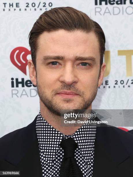 Recording artist/actor Justin Timberlake poses at the iHeartRadio "20/20" album release party with Justin Timberlake presented by Target at the El...