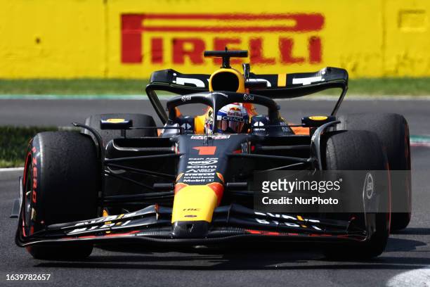 Max Verstappen of Red Bull Racing during third practice ahead of the Formula 1 Italian Grand Prix at Autodromo Nazionale di Monza in Monza, Italy on...