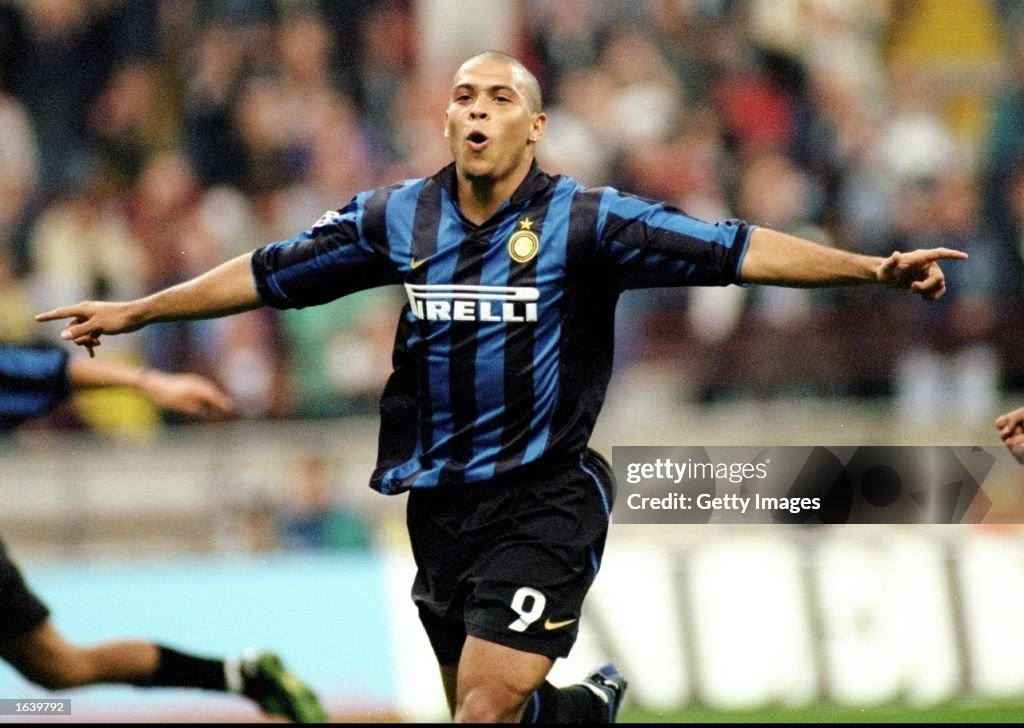 Ronaldo of Inter Milan celebrates a goal