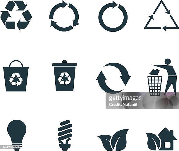 recycle icons - recycling symbol stock illustrations