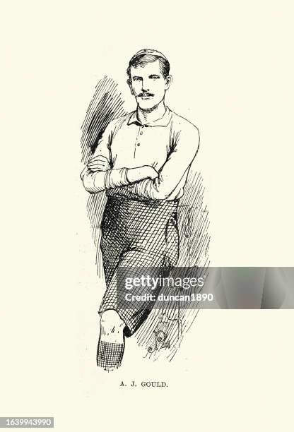 illustrations, cliparts, dessins animés et icônes de arthur gould joueur de rugby à xv de l’époque victorienne, histoire du sport 1890s, 19e siècle - passe rugby