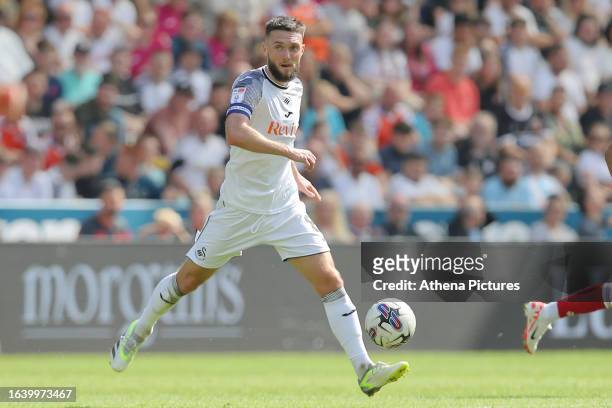 Matt Grimes of Swansea City in action during the Sky Bet Championship match between Swansea City and Bristol City at the Swansea.com Stadium on...