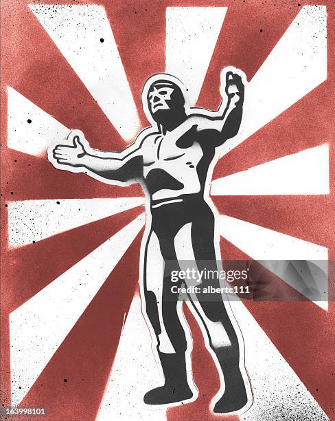 mexikanisches wrestling-poster - kampfsport stock-grafiken, -clipart, -cartoons und -symbole