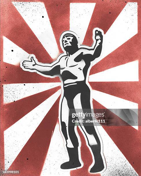 stockillustraties, clipart, cartoons en iconen met wrestling poster - face guard sport