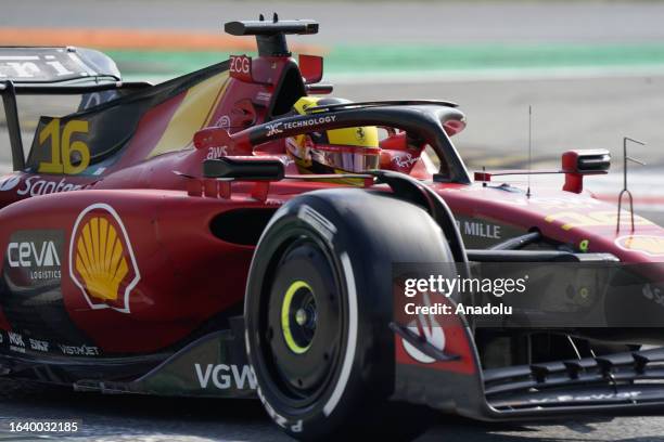 Charles Leclerc of Monaco driving Ferrari Team F1 during Qualifying ahead of the F1 Grand Prix of Italy at Autodromo Nazionale Monza on September 02,...