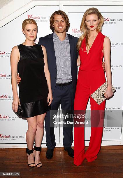 Gracie Otto, David Williams and Candice Lake pose at the Westfield Autumn/Winter 2013 launch at Pelicano Bar on March 19, 2013 in Sydney, Australia.