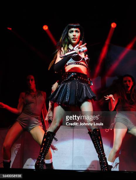 Danna Paola performs live onstage during "Danna Paola: Xt4s1s USA Tour" at James L. Knight Center on September 1, 2023 in Miami, Florida.