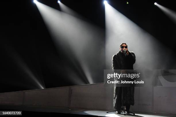 Felix Lara of Laraproject performs live onstage during "Danna Paola: Xt4s1s USA Tour" at James L. Knight Center on September 1, 2023 in Miami,...