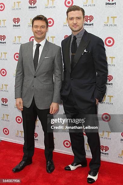 Ryan Seacrest and Justin Timberlake attend the Target Presents The iHeartRadio "20/20" Album Release Party With Justin Timberlake at El Rey Theatre...