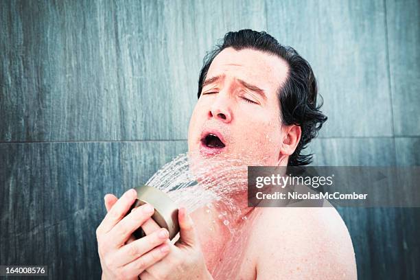 singing in the shower - hot shower stock pictures, royalty-free photos & images