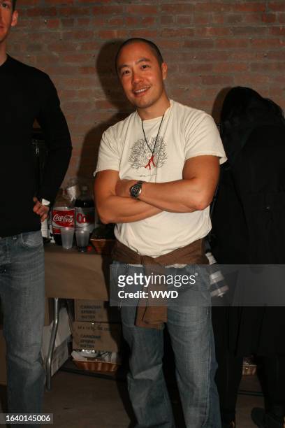 Derek Lam backstage at the Fall 2005 Derek Lam show in New York.