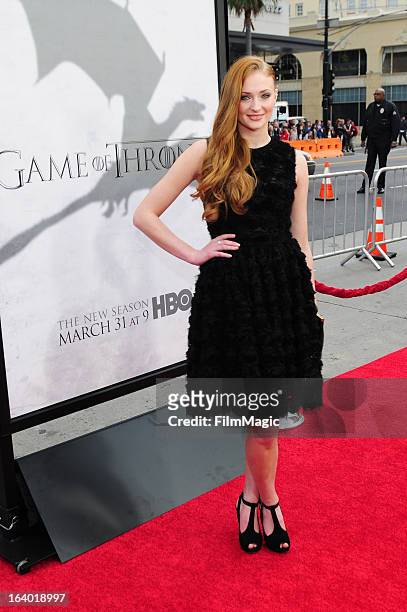 Actress Sophie Turner attends "Game Of Thrones" Los Angeles premiere presented by HBO at TCL Chinese Theatre on March 18, 2013 in Hollywood,...