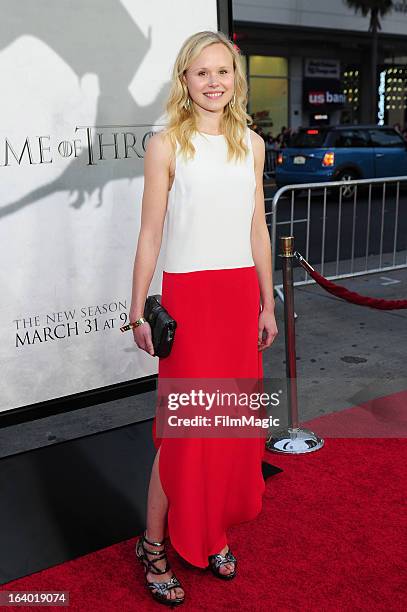 Actress Alison Pill attends "Game Of Thrones" Los Angeles premiere presented by HBO at TCL Chinese Theatre on March 18, 2013 in Hollywood, California.