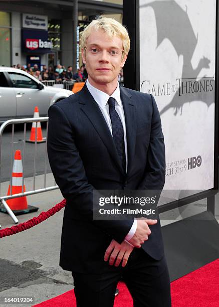 Actor Alfie Allen attends "Game Of Thrones" Los Angeles premiere presented by HBO at TCL Chinese Theatre on March 18, 2013 in Hollywood, California.