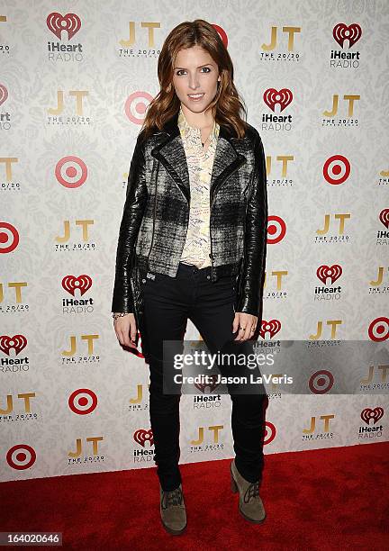 Actress Anna Kendrick attends the "20/20" album release party with Justin Timberlake at El Rey Theatre on March 18, 2013 in Los Angeles, California.