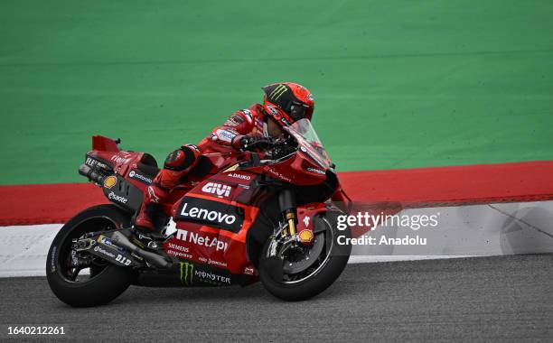 Francesco Bagnaia of Italy and Ducati Lenovo Team compete during the Qualifying of the MotoGP Gran Premi Monster Energy de Catalunya at Circuit de...