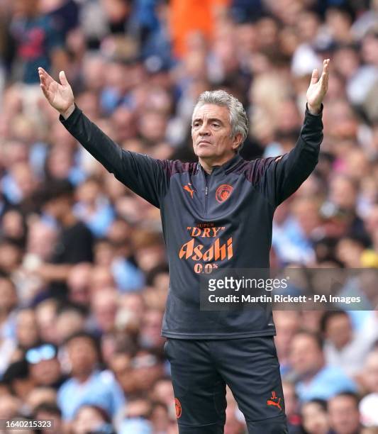 Manchester City assistant manager Juanma Lillo on the touchline during the Premier League match at the Etihad Stadium, Manchester. Picture date:...